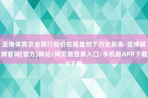 亚博体育农业银行股价在尾盘创下历史新高-亚博棋牌官网(官方)网站/网页版登录入口/手机版APP下载